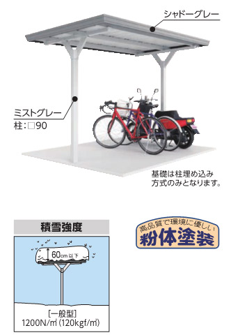 イナバ自転車置場 中央柱 直線屋根 基本棟 一BYX-33 | セイリーハウス
