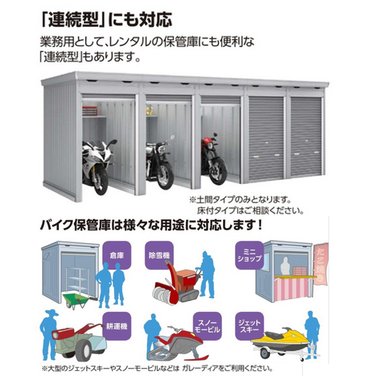 イナバガレージ バイク保管庫 FM-1526D（一般・多雪型）土間タイプ