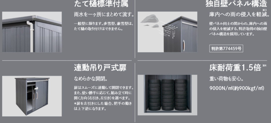 タクボ物置 BELOS B-G1710（背面棚タイプ）豪雪型 | セイリーハウス